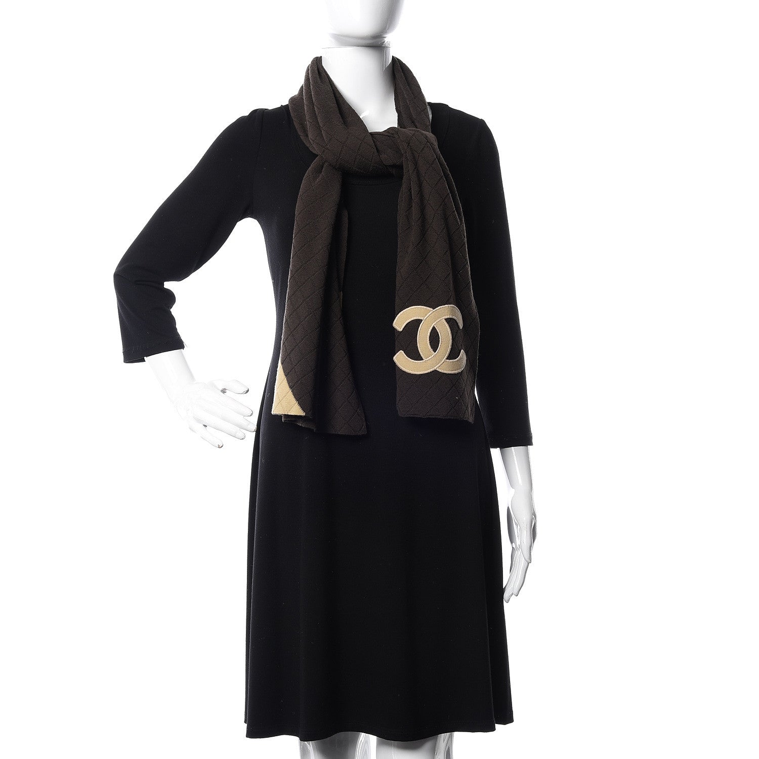 Chanel Merino Wool CC Scarf Brown 2 of 4
