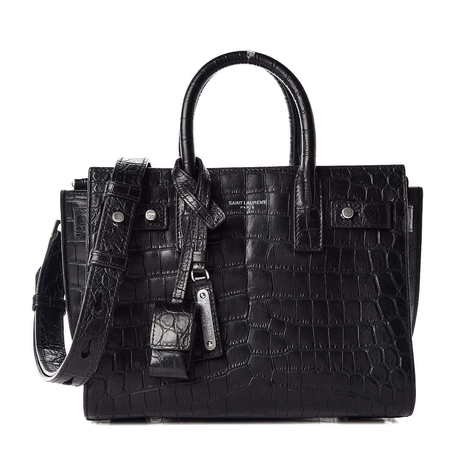 Saint Laurent Calfskin Crocodile Embossed Nano Sac De Jour Black 1 of 6