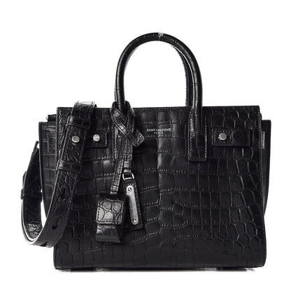 Saint Laurent Calfskin Crocodile Embossed Nano Sac De Jour Black 1 of 6