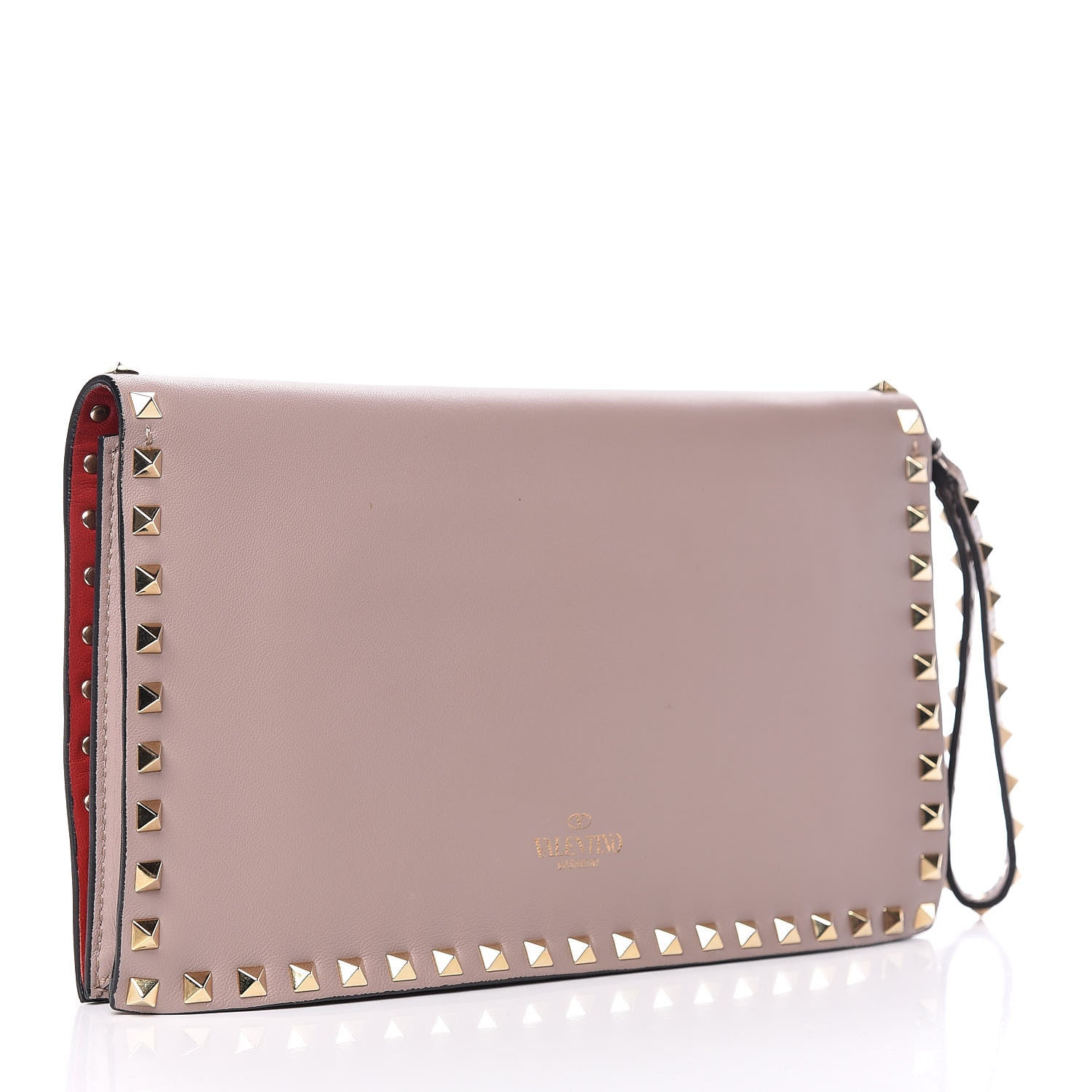Valentino Garavani Nappa Rockstud Wristlet Clutch Poudre 3 of 11
