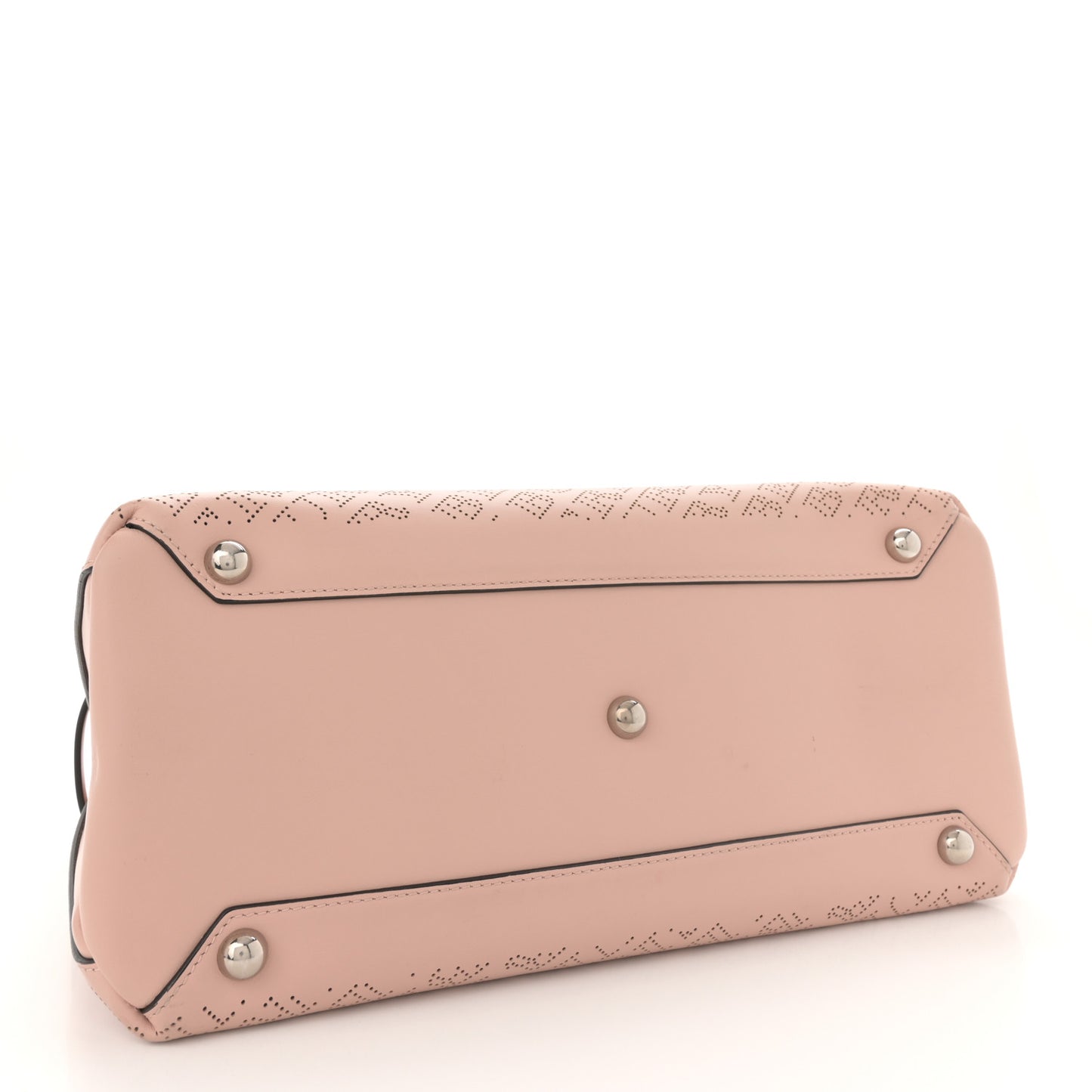Calfskin Perforated Medium Banner Tote Pale Fawn Pink