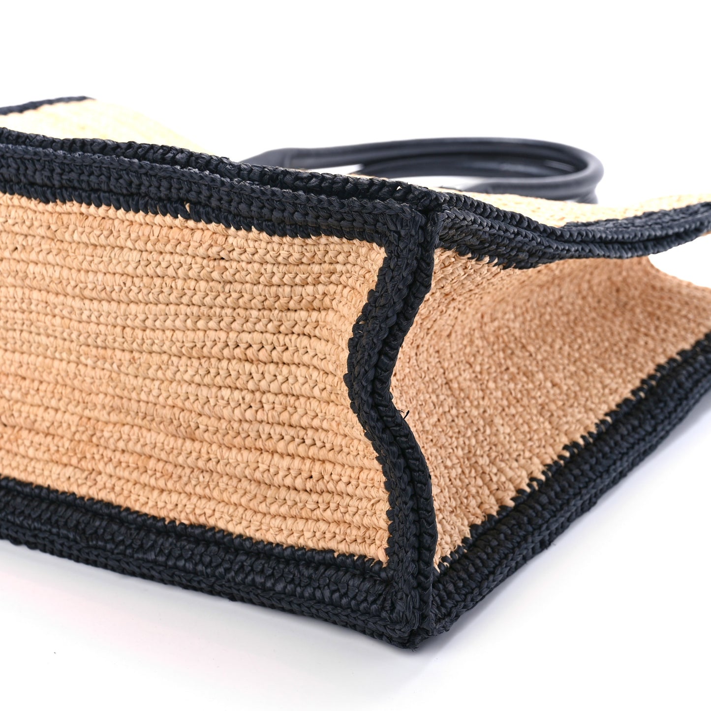 Raffia Calfskin Rive Gauche Tote Naturale Black
