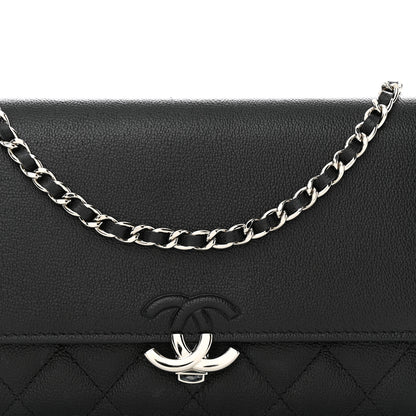 Chanel Grained Calfskin Quilted CC Box Wallet On Chain WOC Black 9 of 12