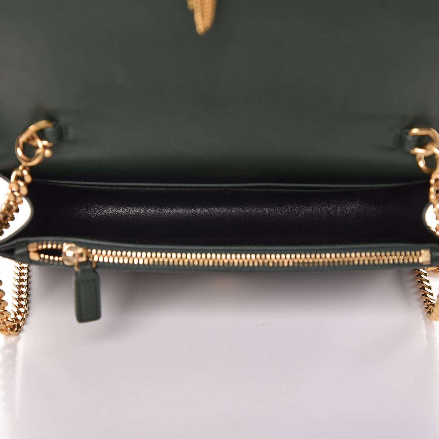 Smooth Calfskin Classic Monogram Kate Tassel Chain Wallet Dark Leaf