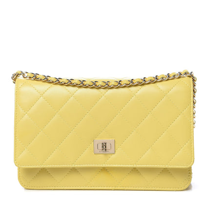 Chanel Lambskin Quilted Reissue Wallet On Chain WOC Yellow 1 of 13