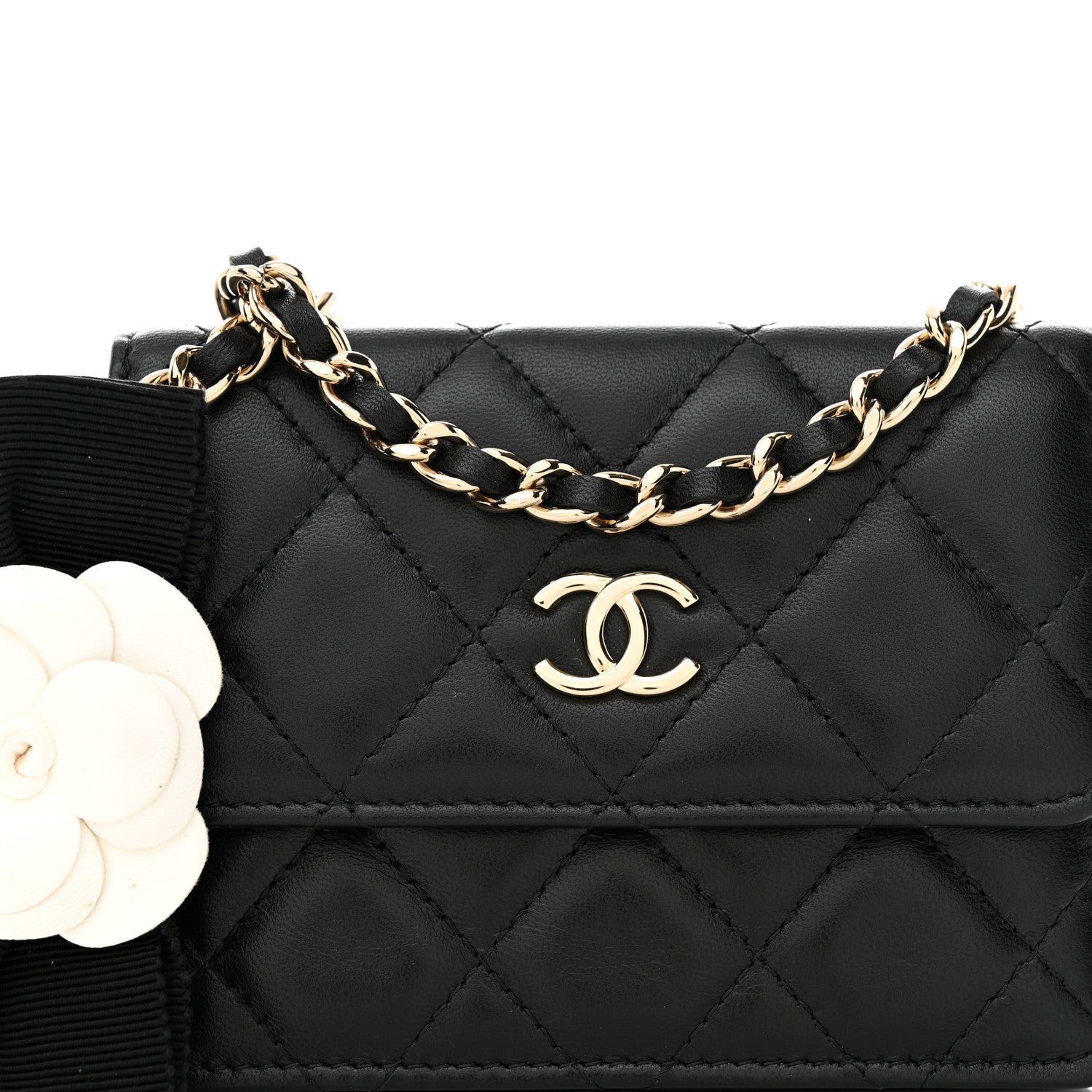 Chanel Lambskin Quilted My Chanel Lady Card Holder On Chain Black 9 of 12