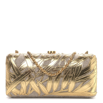 Chanel Pleated Toile Embroidered Lambskin Evening In Greece Clutch Gold 1 of 9