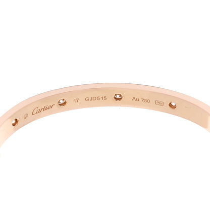 Cartier 18K Pink Gold 10 Diamond LOVE Bracelet 17 6 of 9