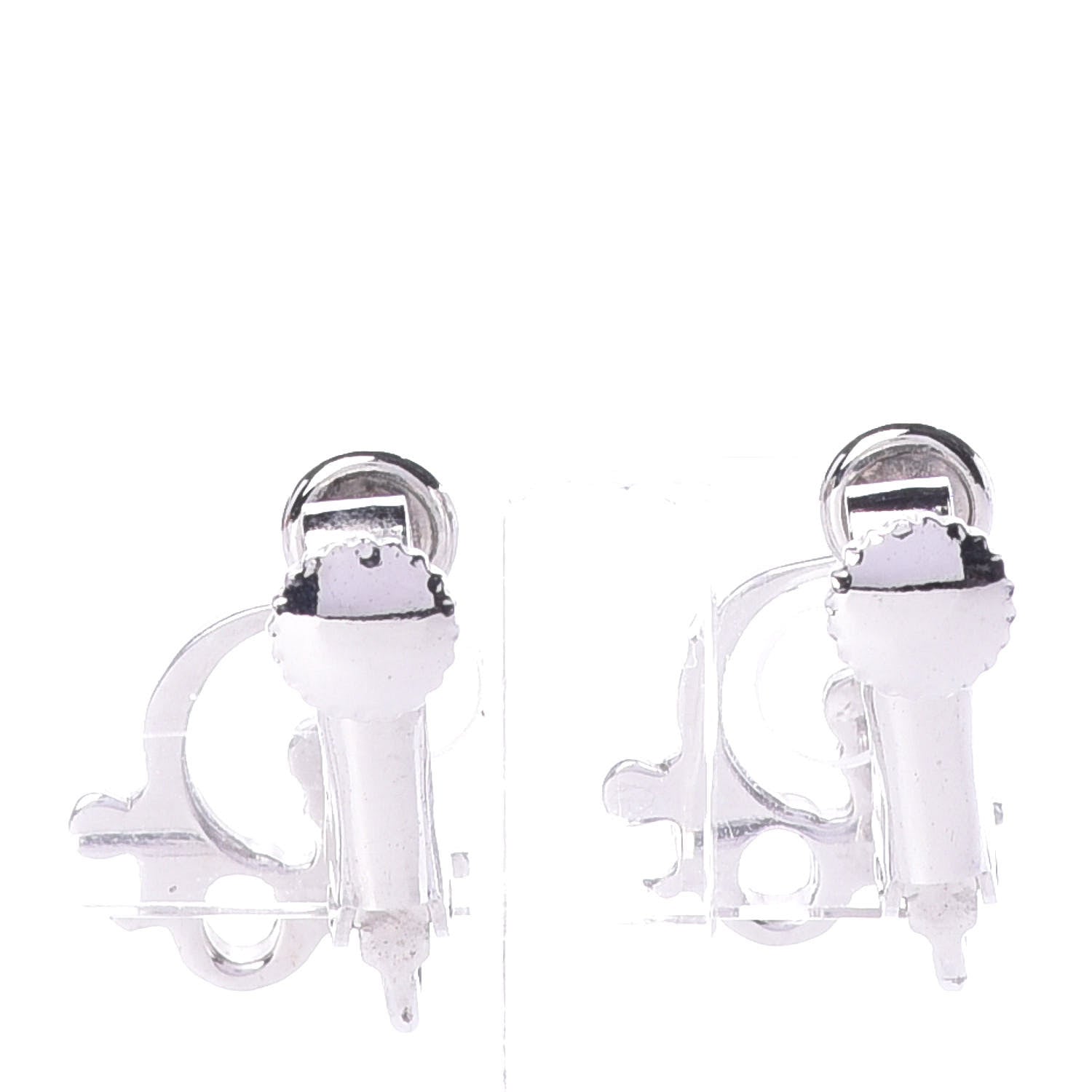 Christian Dior Logo Earrings Silver 2 of 5