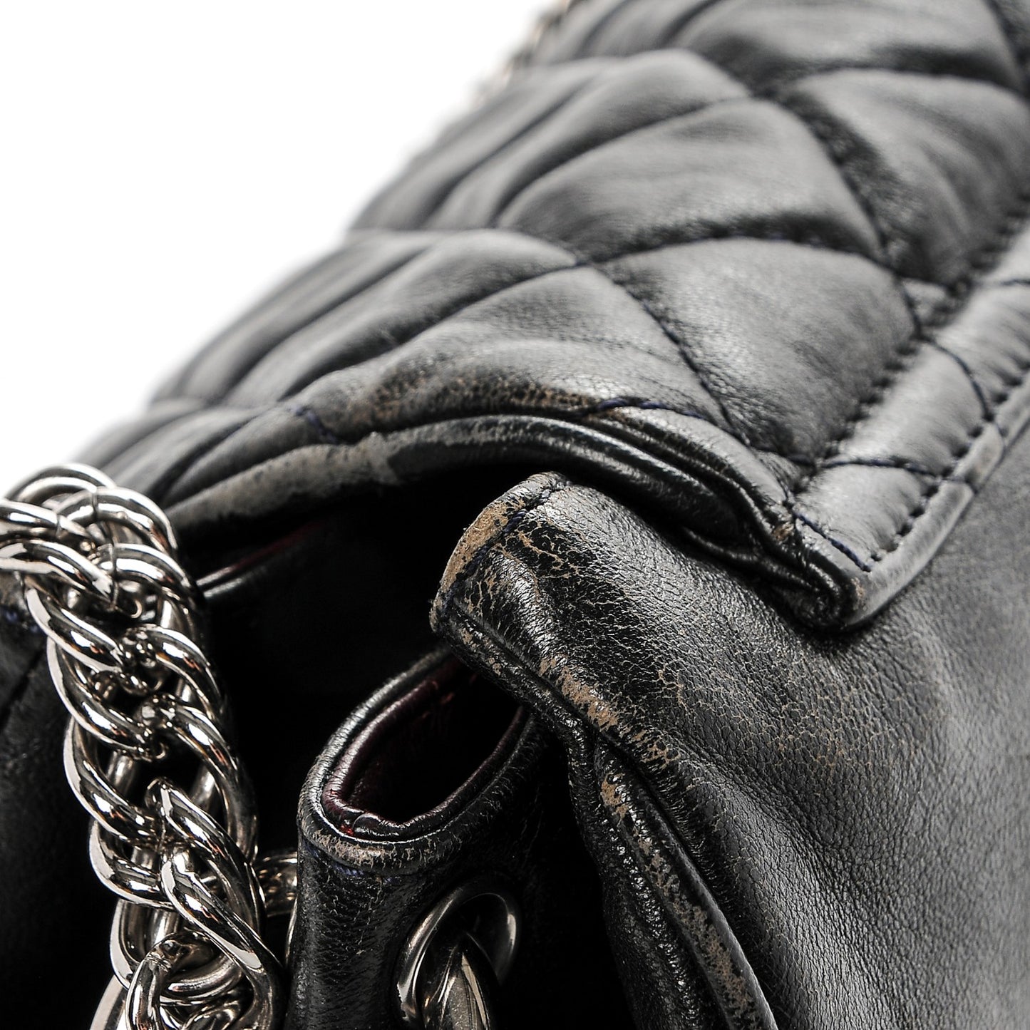 Lambskin Quilted Accordion Flap Black