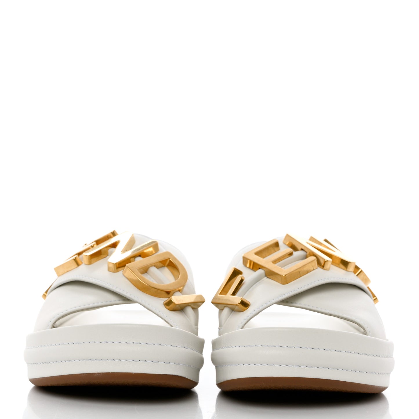 Vitello Womens Fendigraphy Slide Sandals 36.5 White Ice