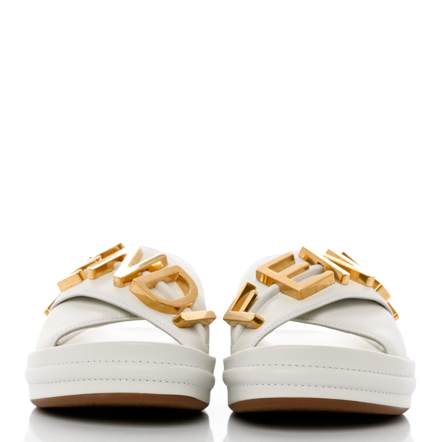 Fendi Vitello Womens Fendigraphy Slide Sandals 36.5 White Ice 2 of 9