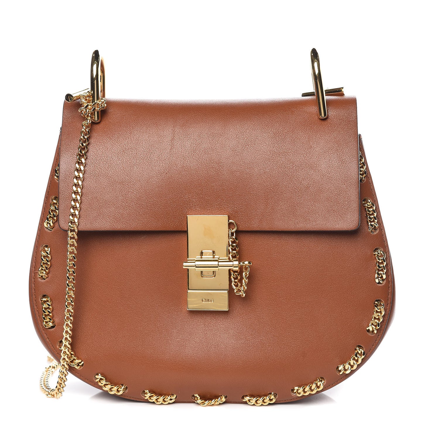 Calfskin Drew Chain Shoulder Bag Tobacco