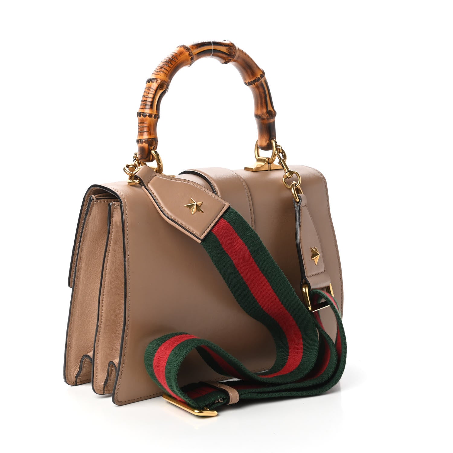 Gucci Calfskin Bamboo Web Medium Dionysus Top Handle Bag Camelia Bright Evergreen Hibiscus Red 3 of 11
