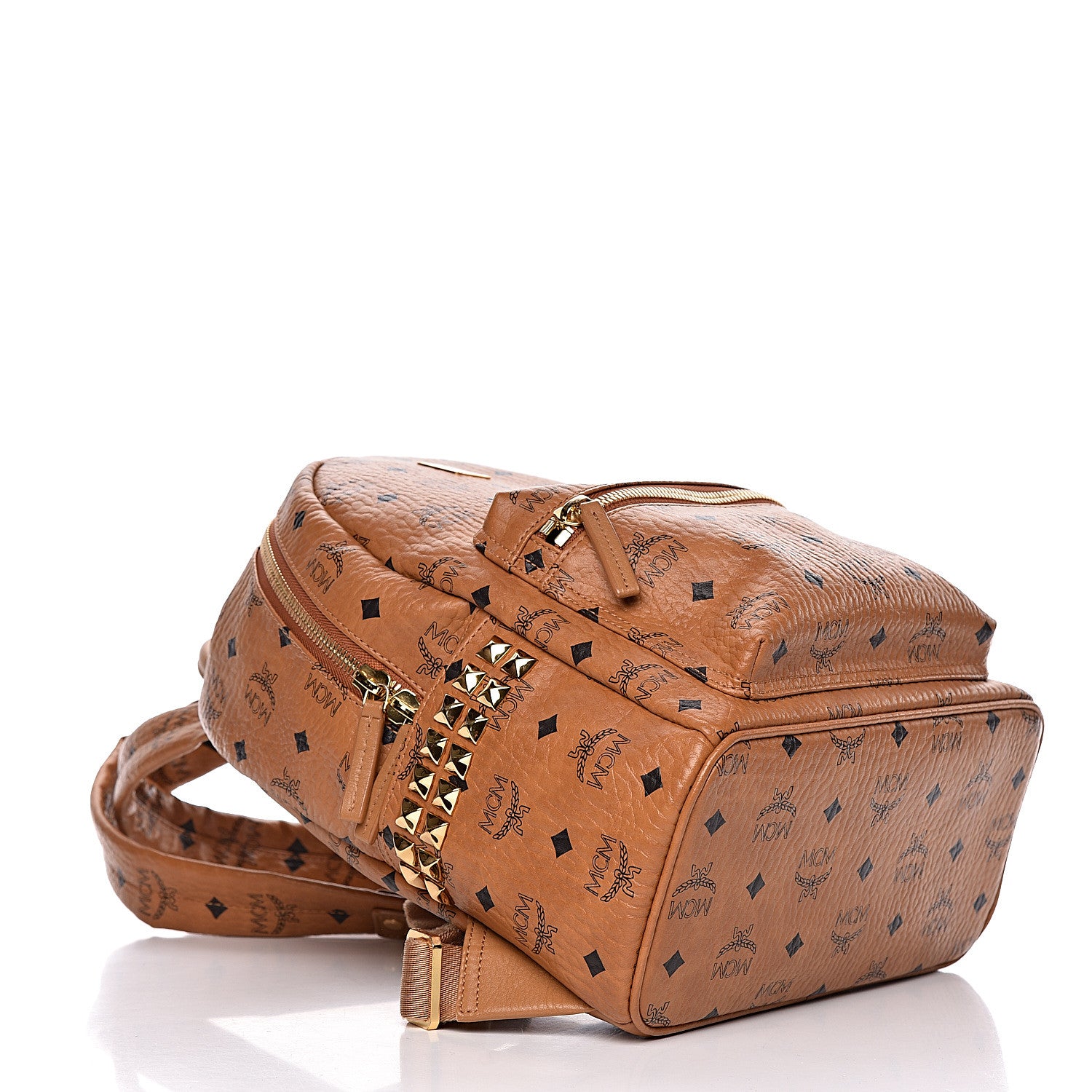 MCM Visetos Small Side Stud Stark Backpack Cognac 4 of 10