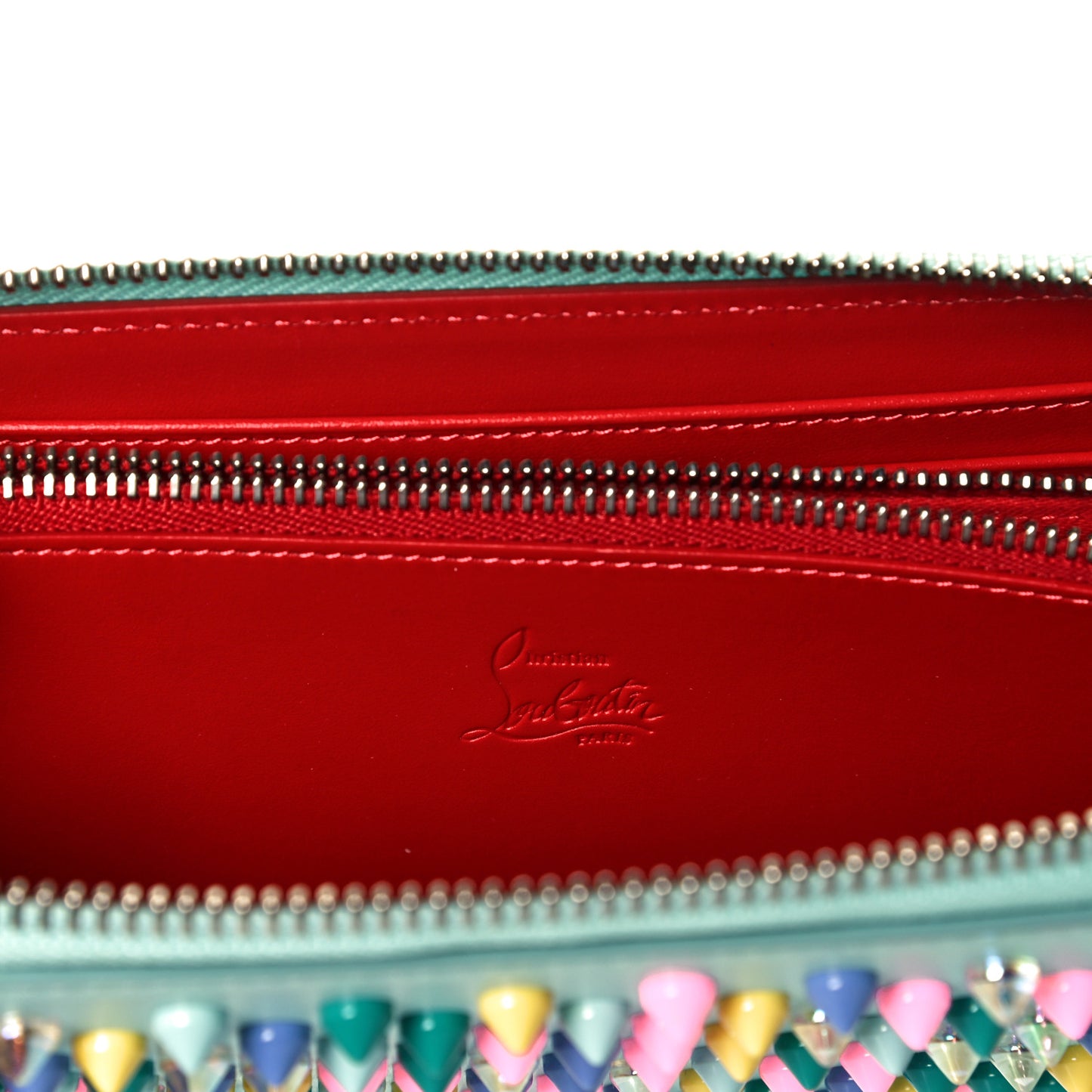 Calfskin Panettone Spiked Zip Around Wallet Source Multicolor