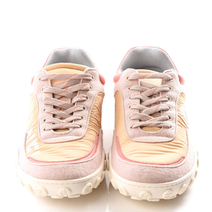 Chanel Wool Nylon Lambskin Suede Calfskin Womens Logo Sneakers 38 Beige Pink 3 of 9