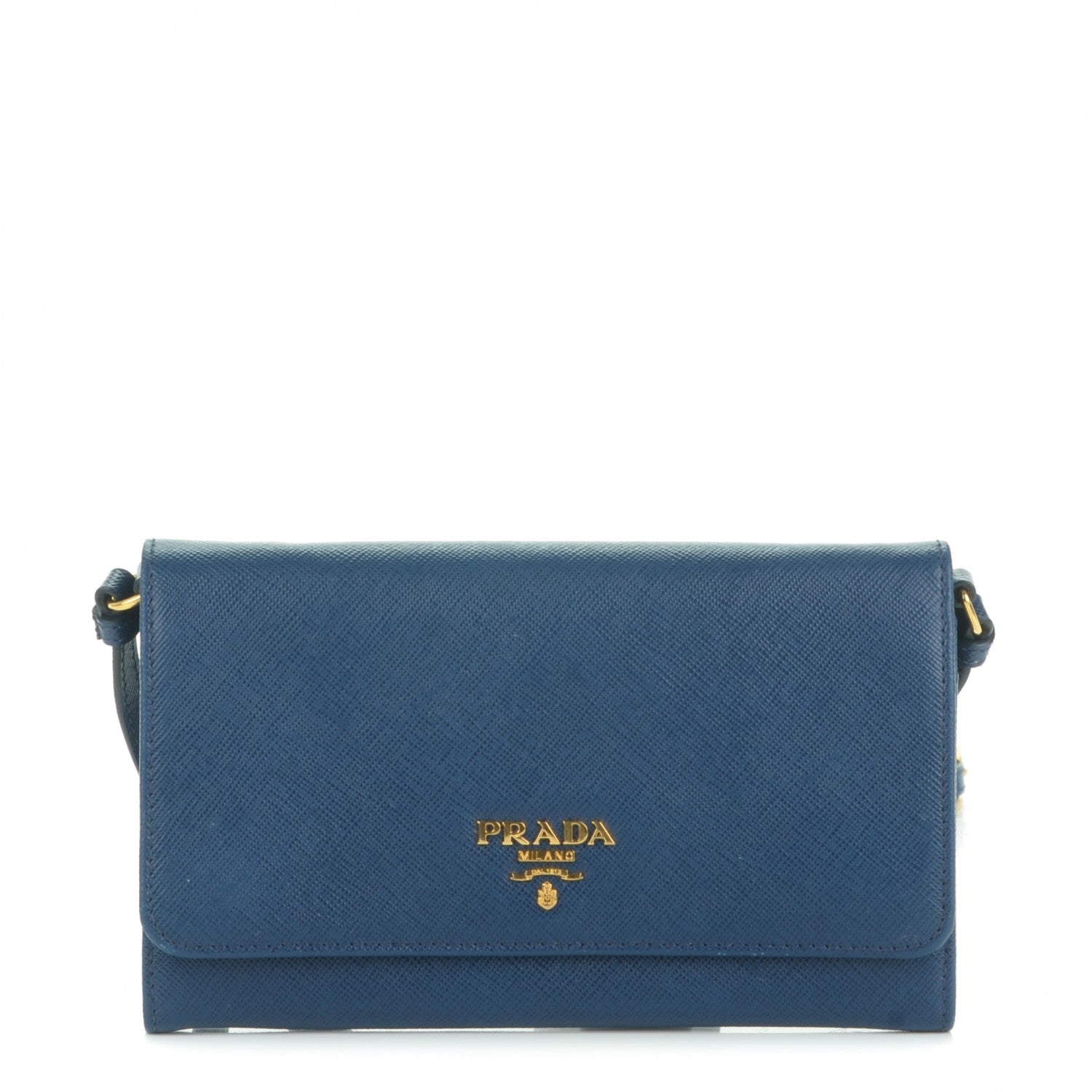 Prada Saffiano Metal Flap Wallet Bleuette 1 of 7
