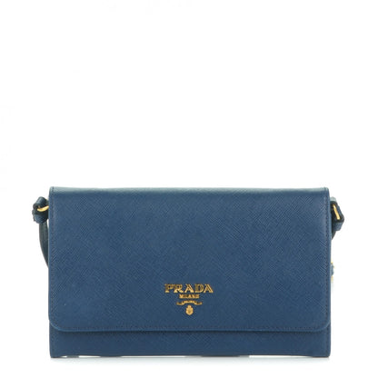Prada Saffiano Metal Flap Wallet Bleuette 1 of 7
