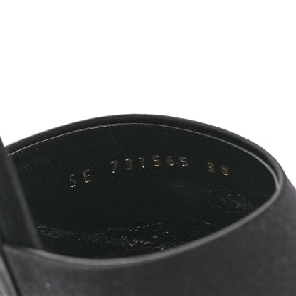 Saint Laurent Crepe Satin Gippy Mule Sandals 38 Black 8 of 9
