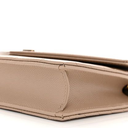 Saint Laurent Grain De Poudre Matelasse Chevron Monogram Envelope Chain Wallet Dark Beige 10 of 12