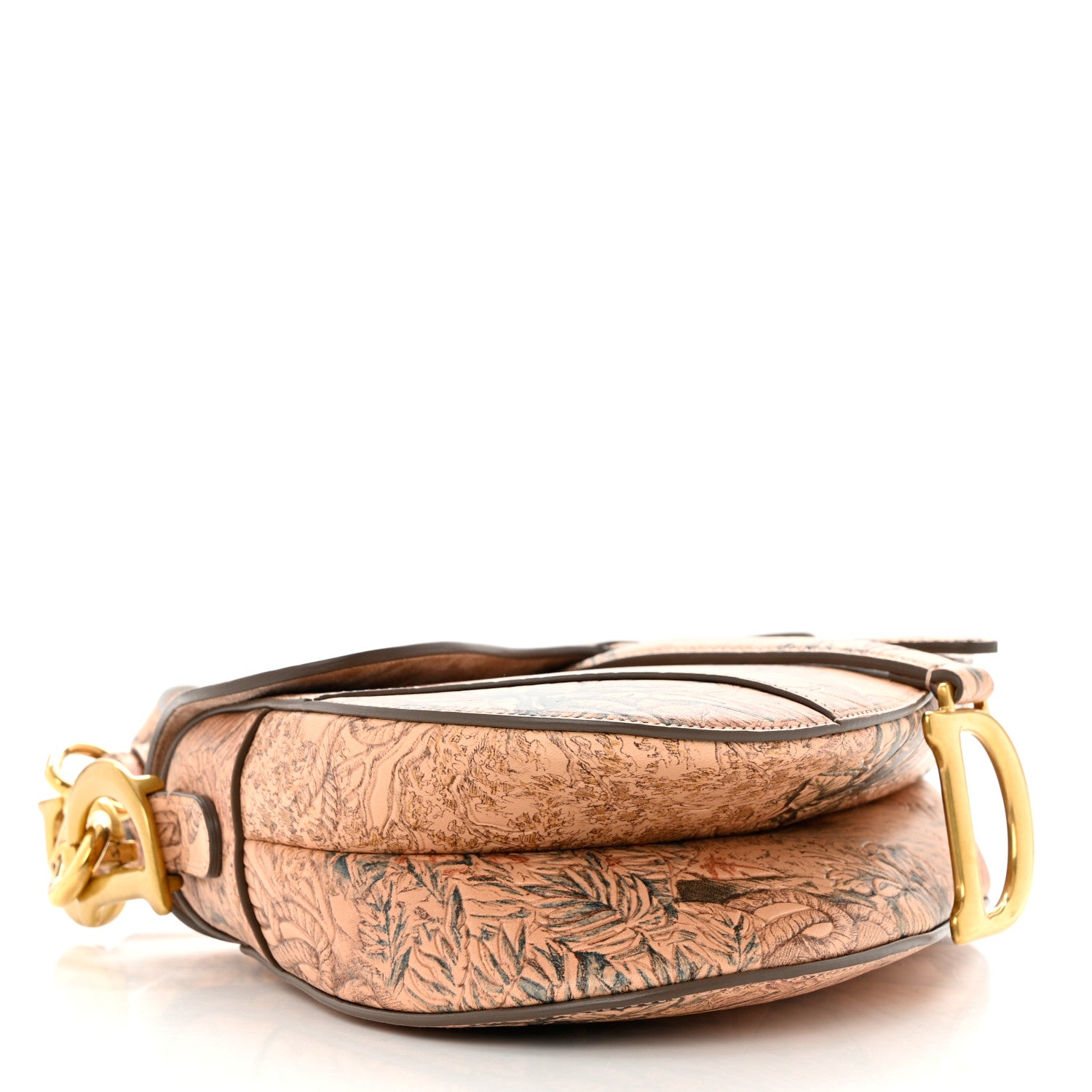 Christian Dior Calfskin Embossed Saddle Bag Brown Multicolor 4 of 10