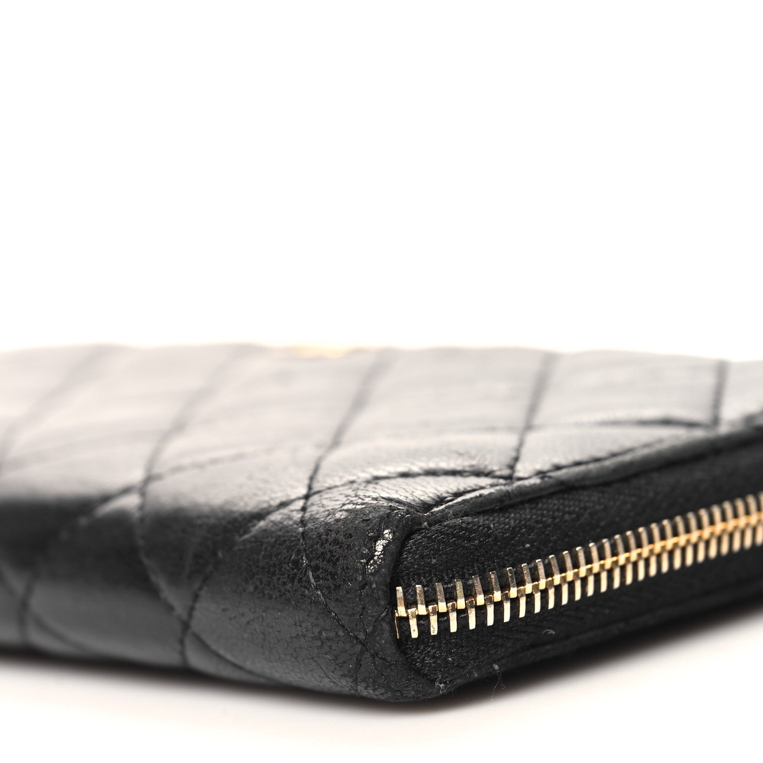 Chanel Lambskin Quilted Large Gusset Zip Around Wallet Black 10 of 14