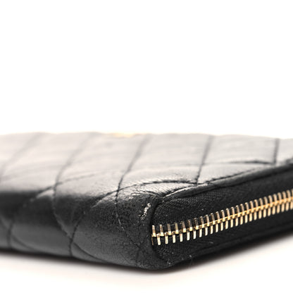Chanel Lambskin Quilted Large Gusset Zip Around Wallet Black 10 of 14