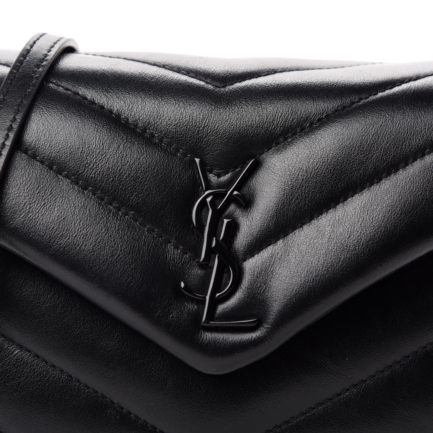 Calfskin Y Quilted Monogram Toy Loulou Crossbody Bag Black