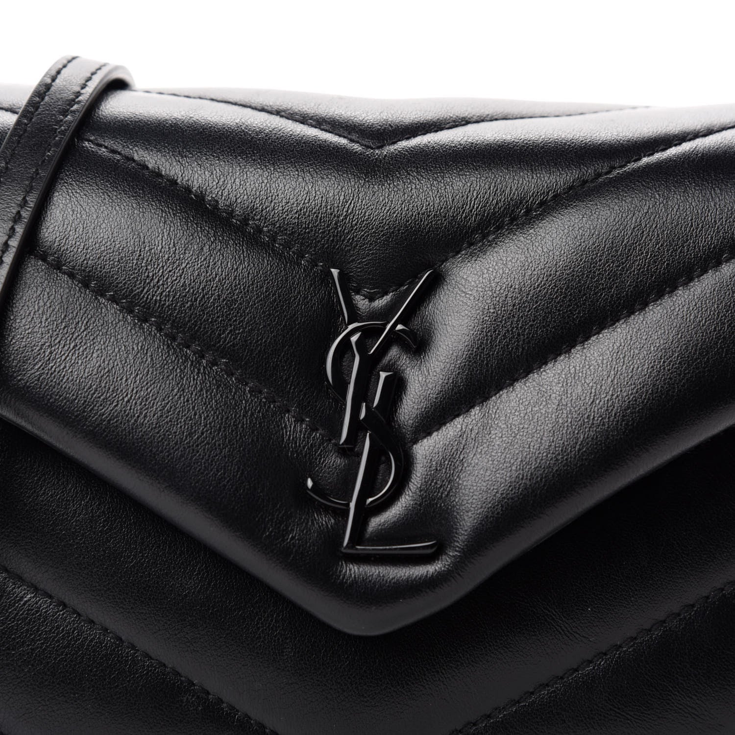Saint Laurent Calfskin Y Quilted Monogram Toy Loulou Crossbody Bag Black 11 of 11