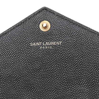 Saint Laurent Grain De Poudre Matelasse Chevron Monogram Chain Wallet Black 5 of 9