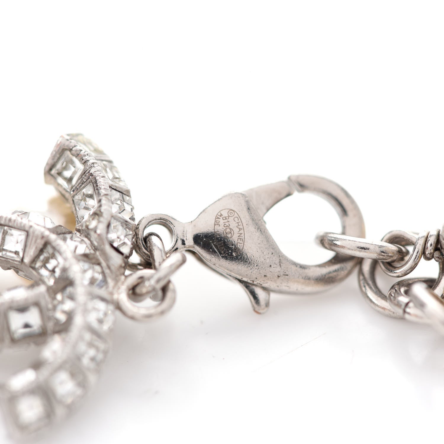 Chanel Baguette Crystal Pearl CC Bracelet Silver 4 of 4