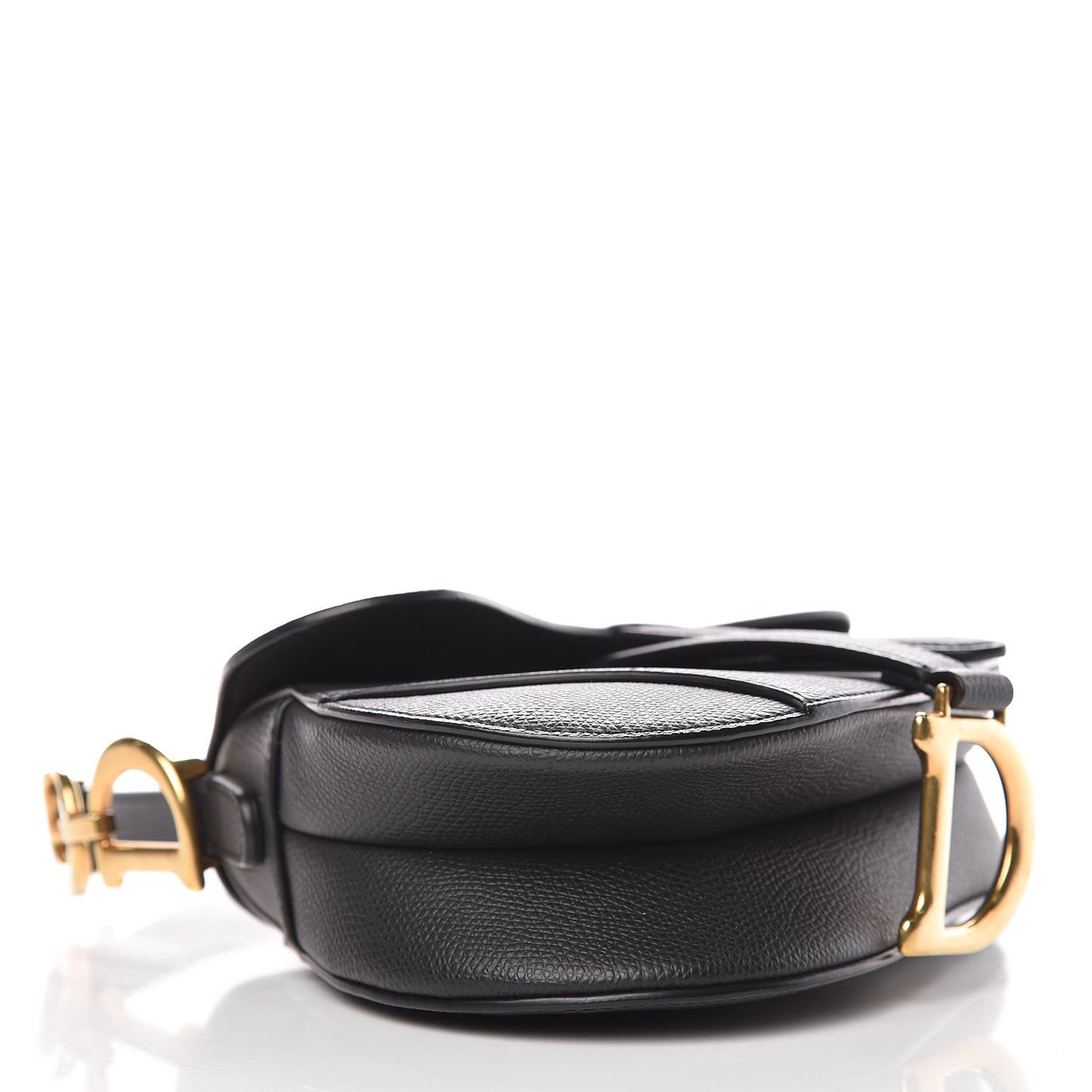 Grained Calfskin Mini Saddle Bag Black