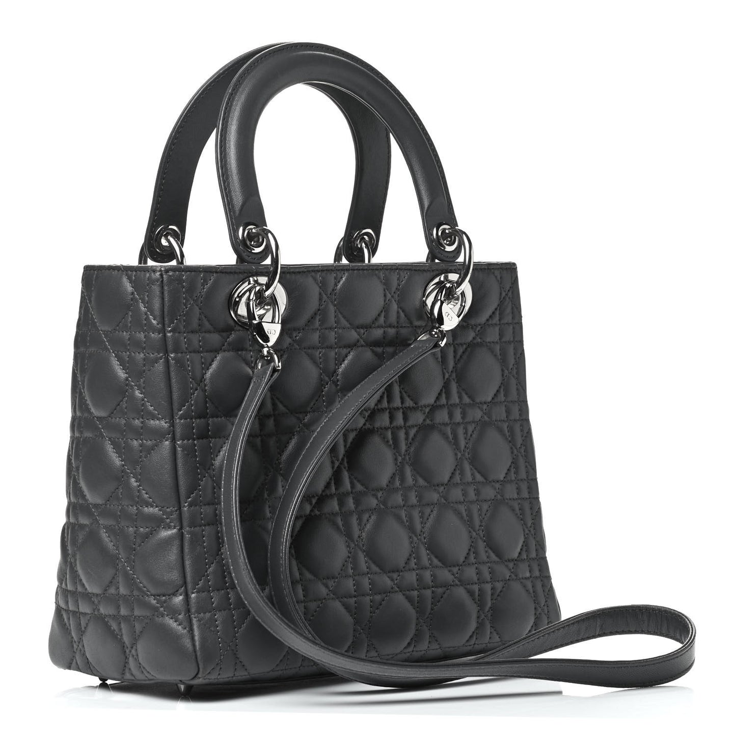 Lambskin Cannage Medium Lady Dior Grey