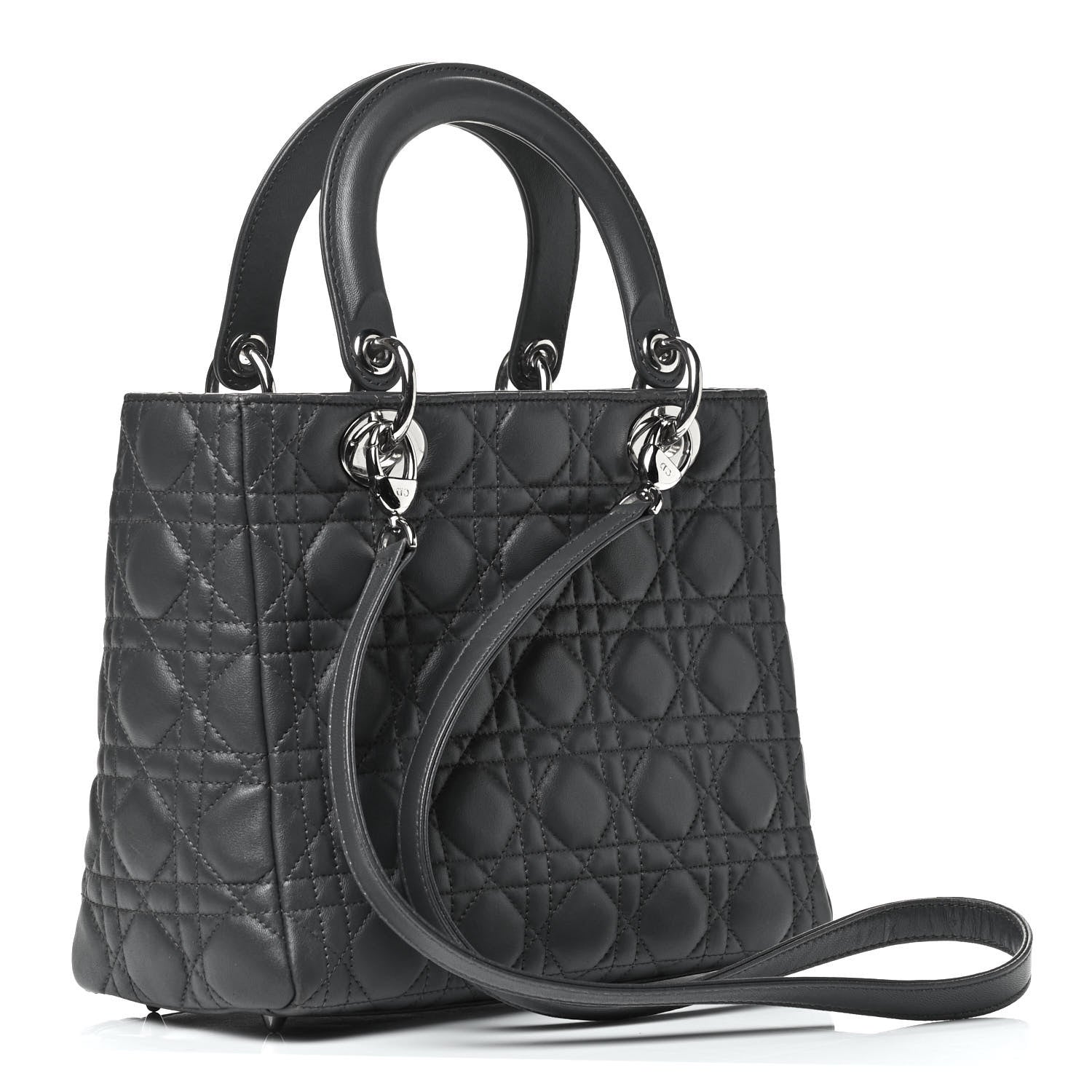 Christian Dior Lambskin Cannage Medium Lady Dior Grey 2 of 3