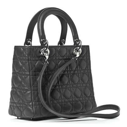 Christian Dior Lambskin Cannage Medium Lady Dior Grey 2 of 3