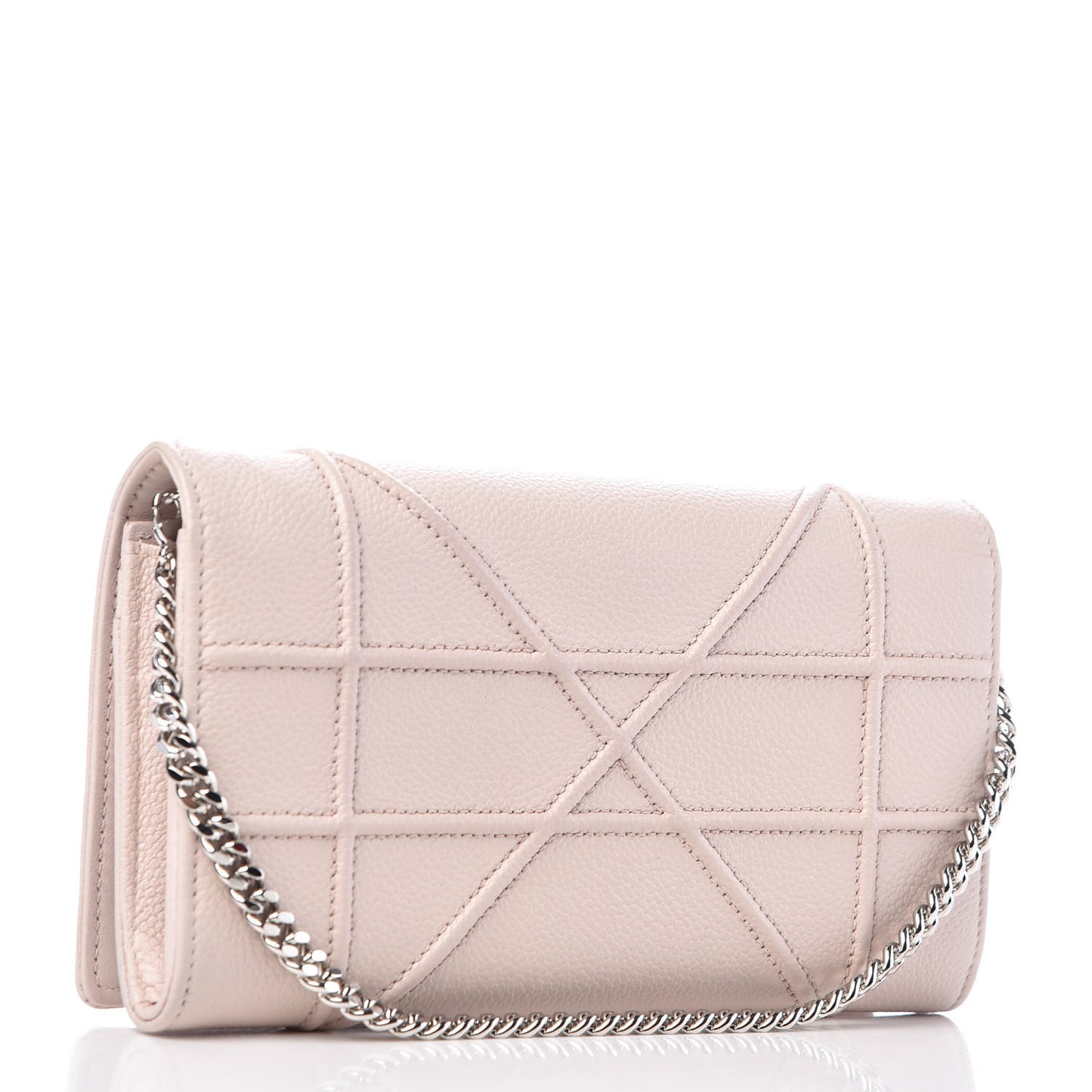 Grained Calfskin Diorama Croisiere Chain Wallet Rose Poudre