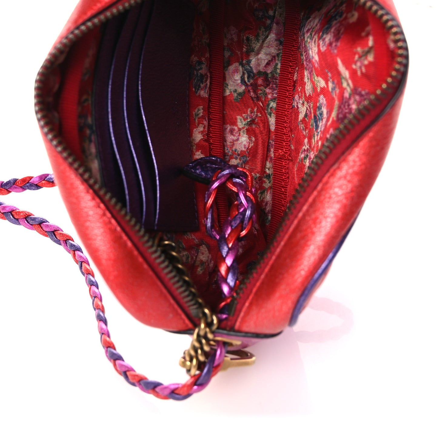 Laminated Nappa Trapuntata Mini Zumi Shoulder Bag Rosso Fuxia Bizantin