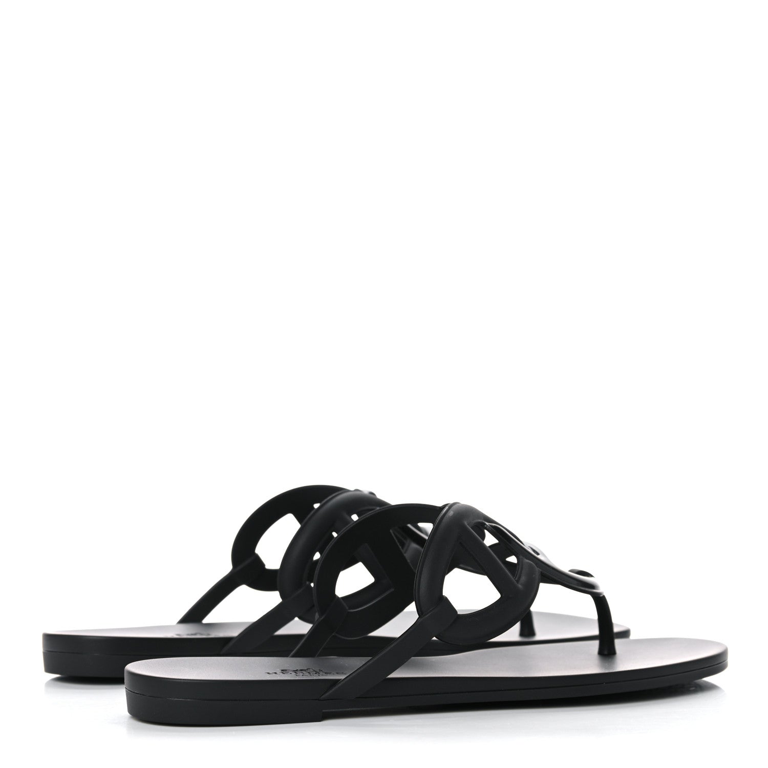 Hermes Rubber Womens Egerie Sandals 39 Black 4 of 9