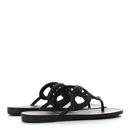 Hermes Rubber Womens Egerie Sandals 39 Black 4 of 9