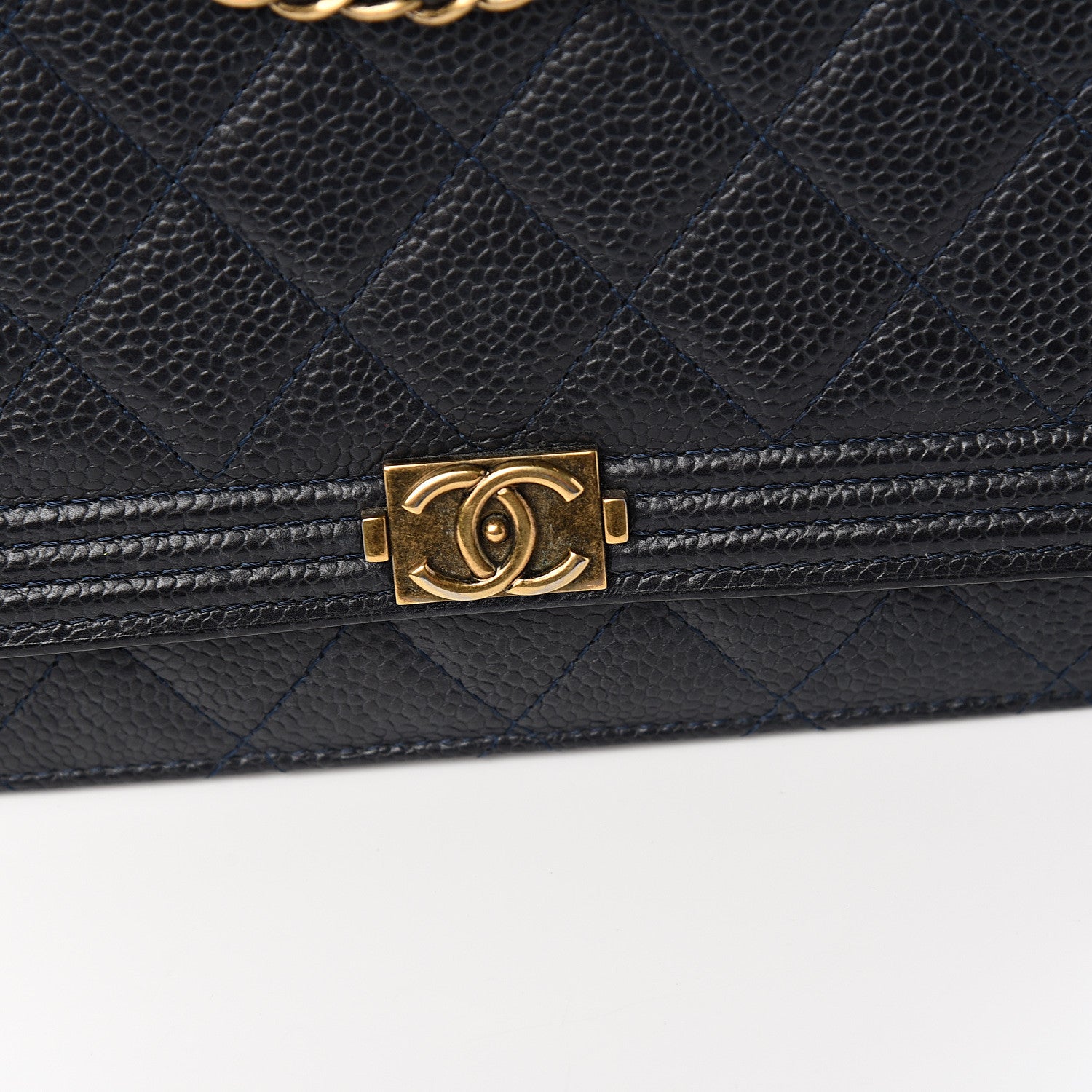 Chanel Caviar Quilted Boy Wallet On Chain WOC Navy 11 of 11
