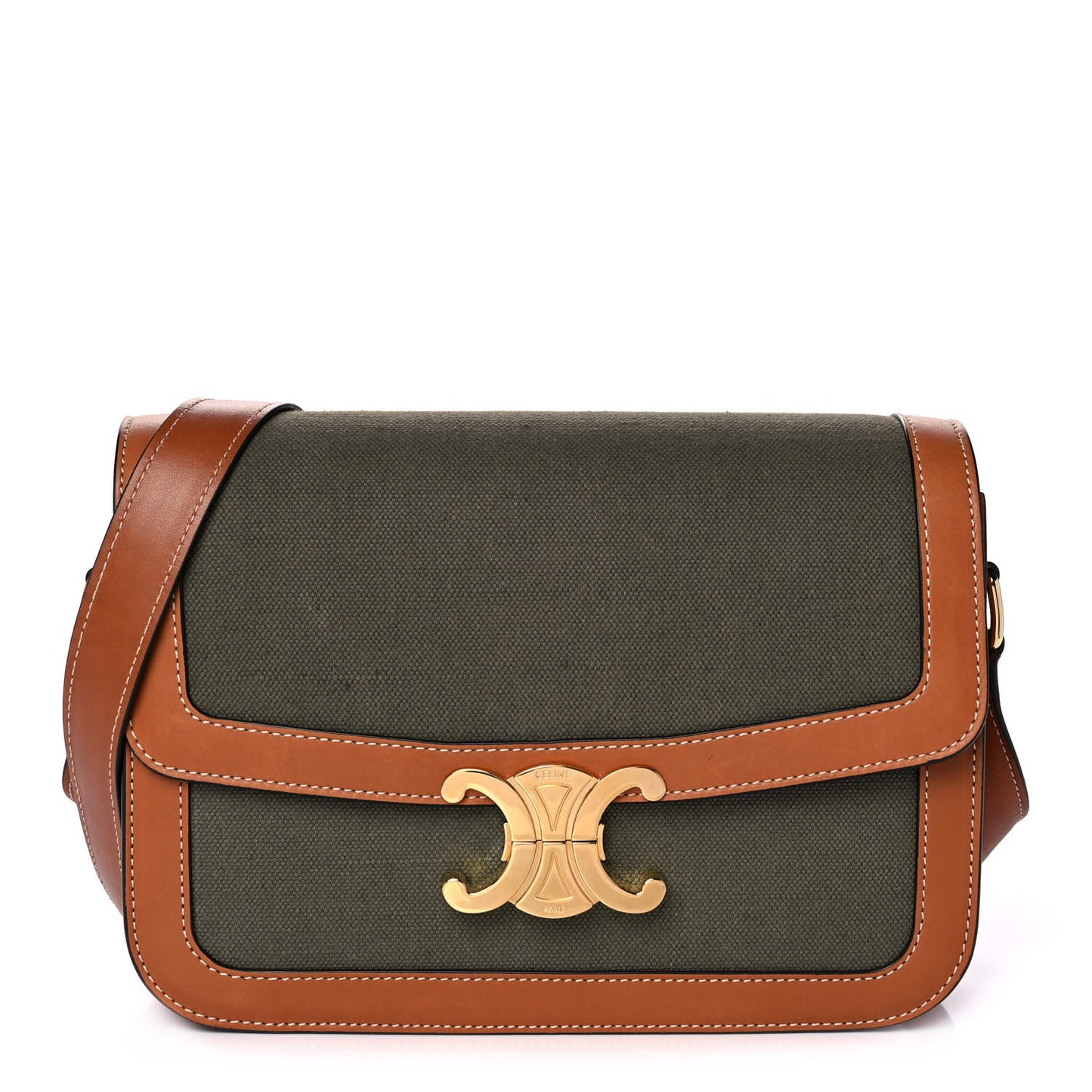 Textile Natural Calfskin Classique Triomphe Khaki Tan