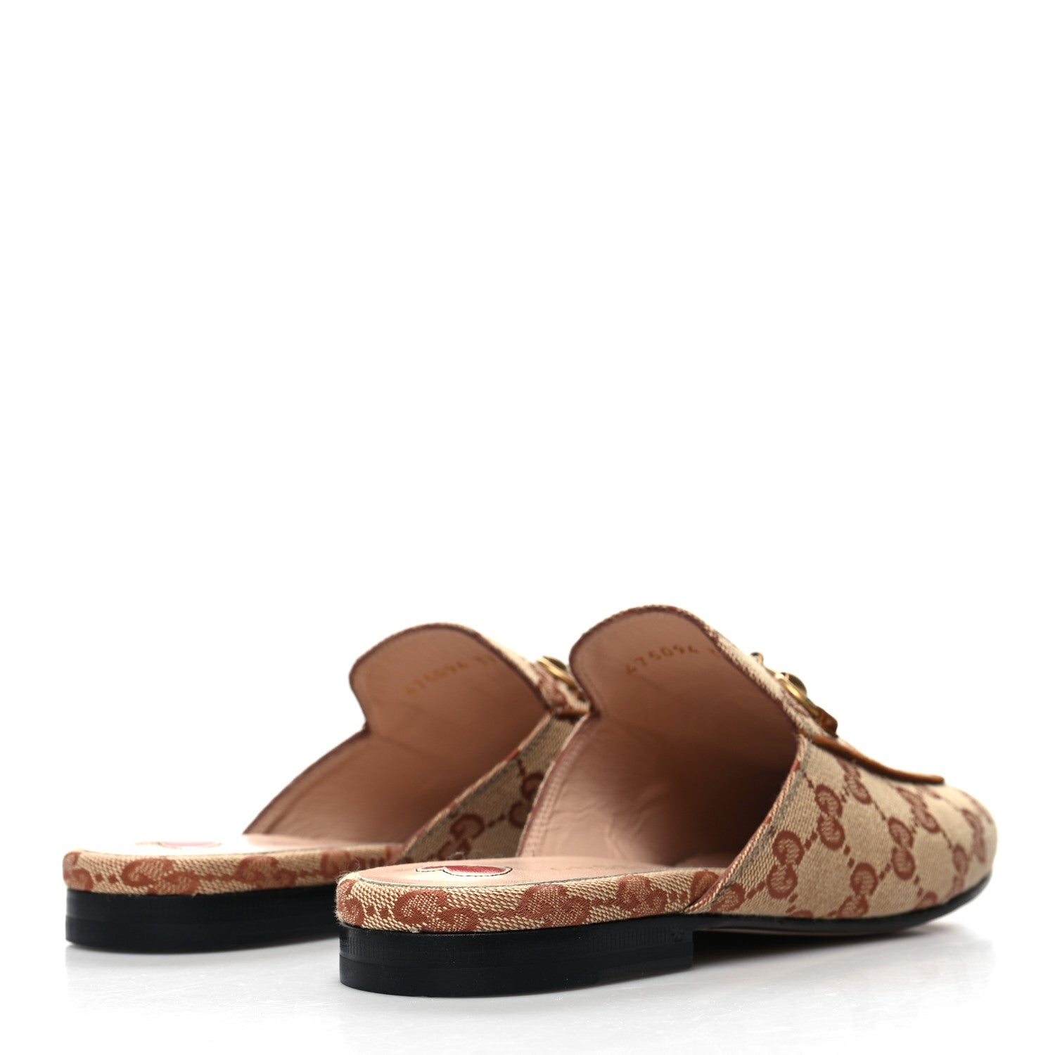 Gucci Canvas GG Monogram Horsebit Womens Princetown Slippers 37 Beige Ruggine Rust 4 of 8