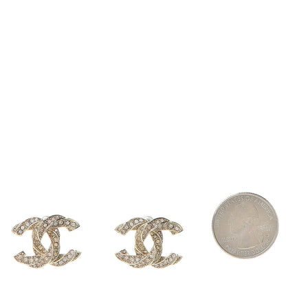 Chanel Crystal Twisted CC Earrings Pink Gold 2 of 5
