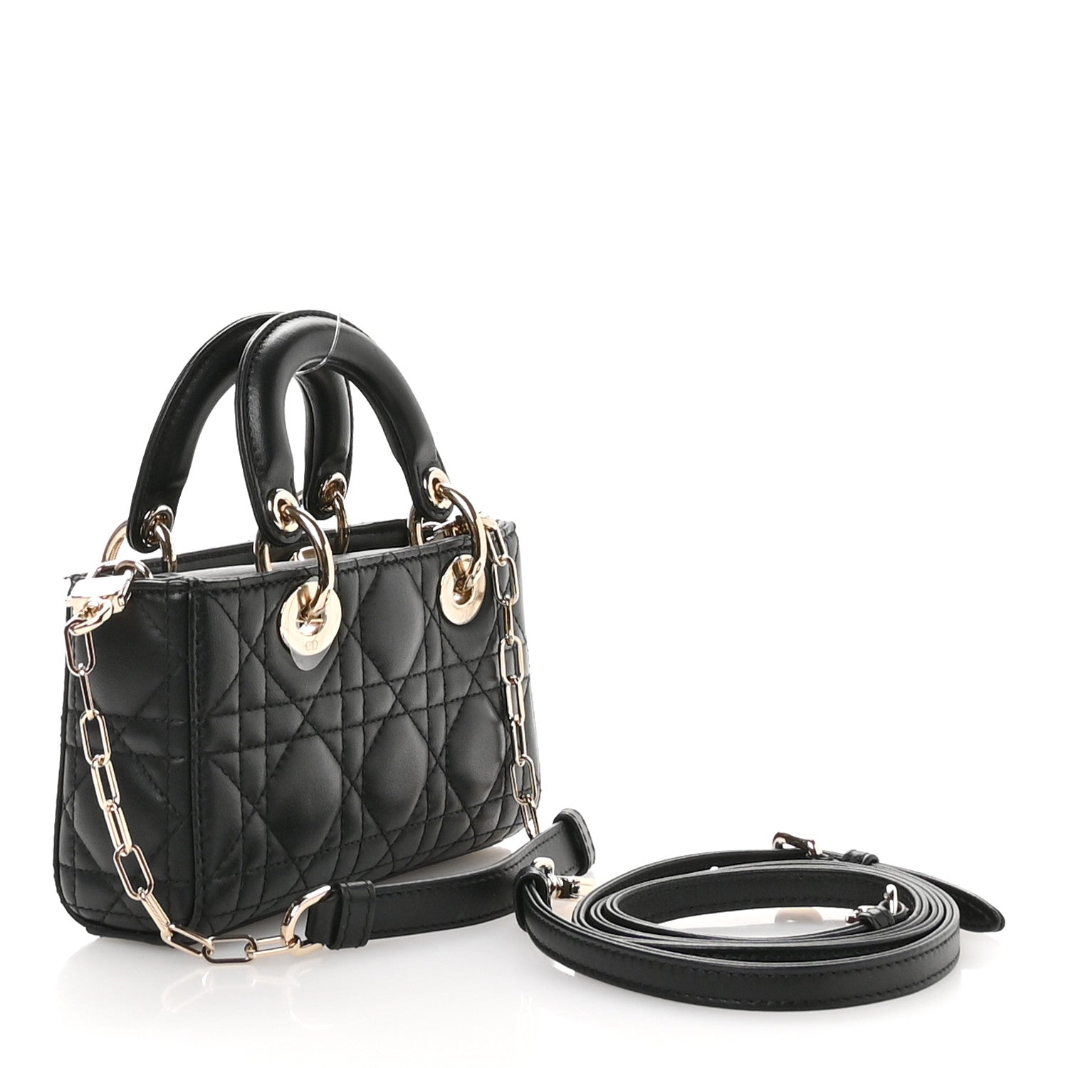 クリスチャンディオール Christian Dior Lambskin Cannage Micro Lady D-Joy Black 1770939