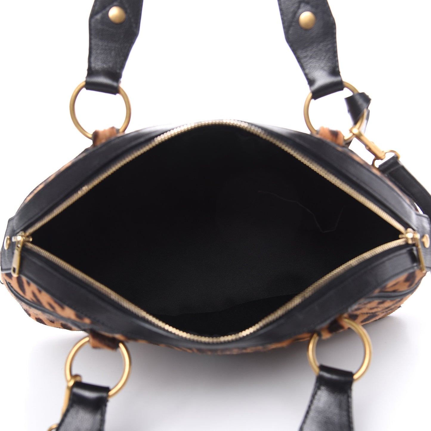 Calf Hair Leopard Print Large Fauve Black