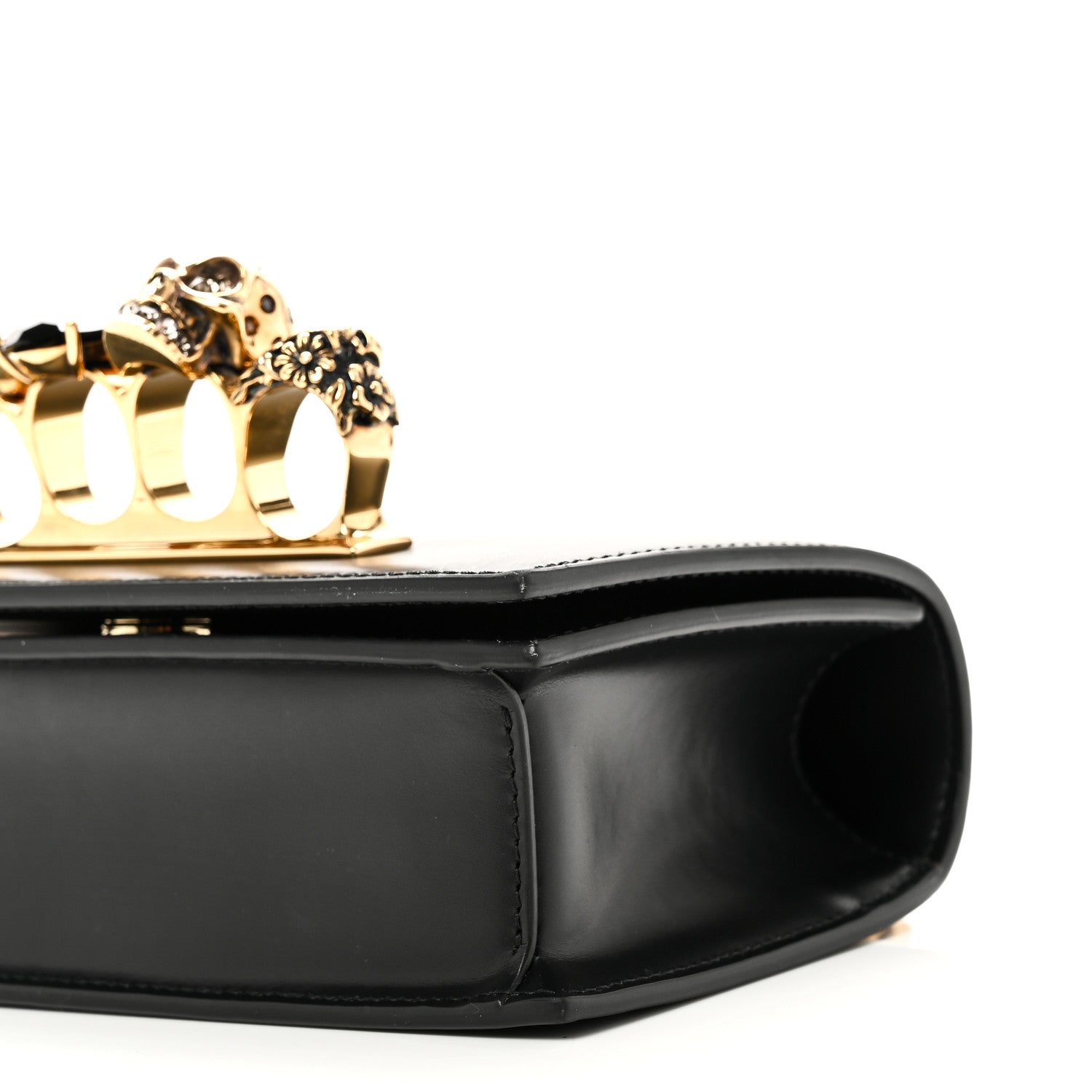 Alexander McQueen Calfskin Mini Jeweled Knuckle Satchel Black 9 of 10