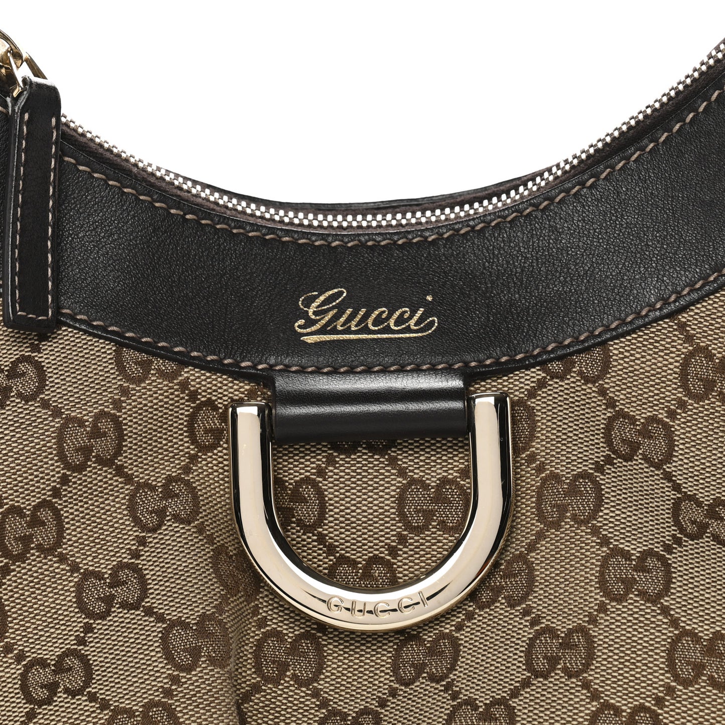 Monogram Medium D Gold Ring Hobo Dark Brown