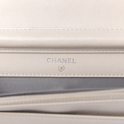 Chanel Lambskin Studded CC Wallet On Chain WOC Beige 6 of 14