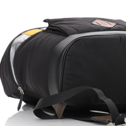 Fendi Nylon Cuoio Romano Monster Eyes Expandable Drawstring Backpack Black Argento Sunflower 8 of 9